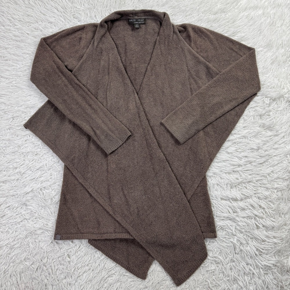 Barefoot Dreams Sweater Womens S/M Brown CozyChic Lite Island Wrap Open Cardigan